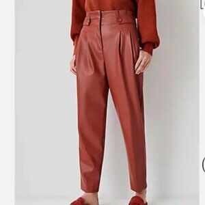 NWT Ann Taylor Faux Leather Paperbag Ankle Pants SIze 4